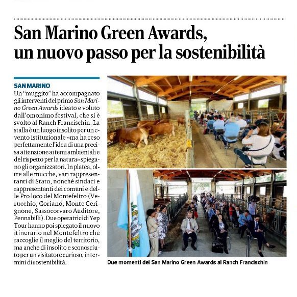 Ho ricevuto il Premio San Marino Green Awards Etica d’Impresa